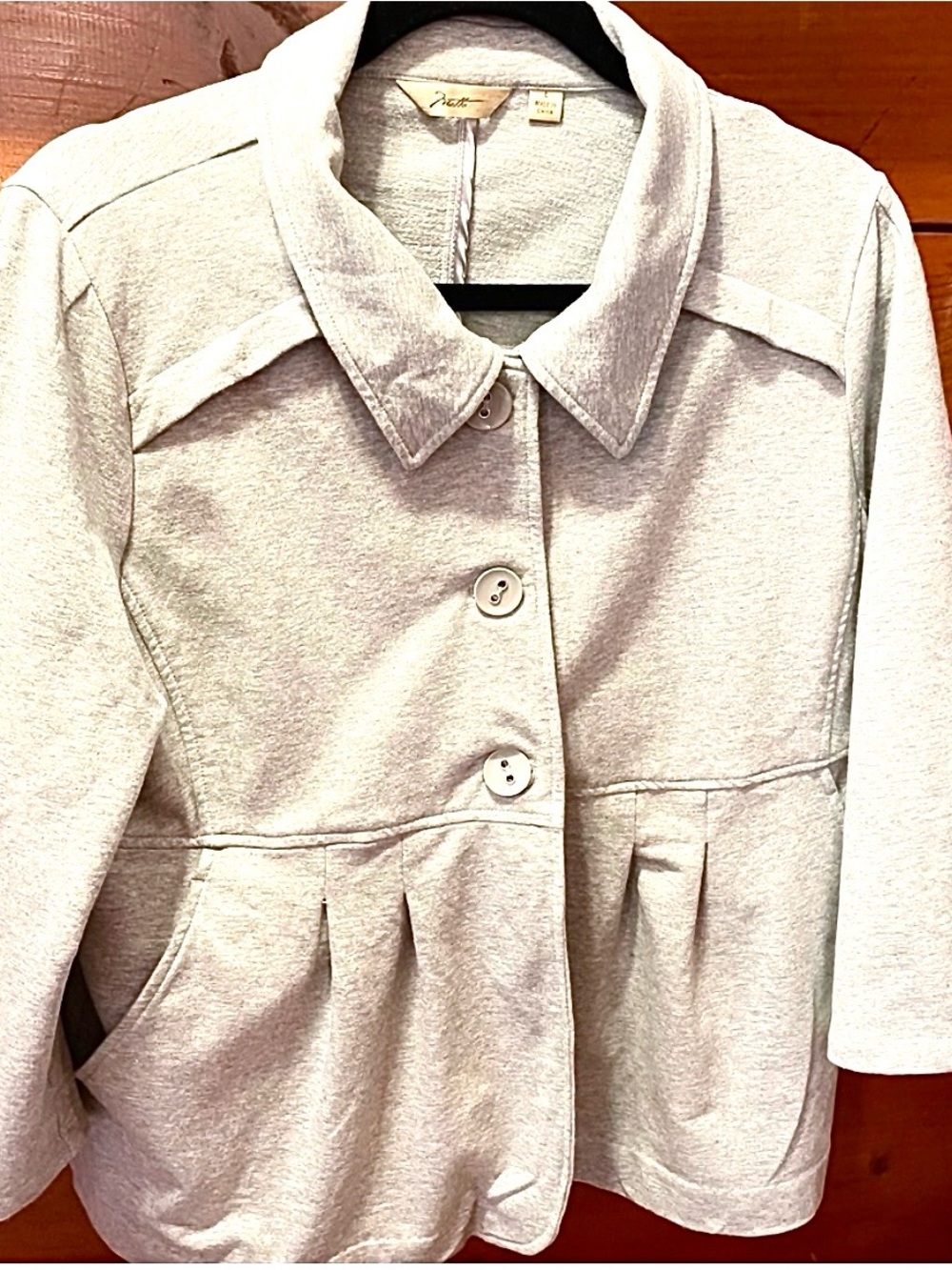 Motto Light Gray Peplum Button-Front Jacket Size Large